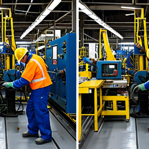 **

A factory floor scene, divided in half. One side depicts unsafe working conditions: broken machinery, stressed workers, and a dark atmosphere. The other side shows a safe and ethical workplace: well-maintained equipment, happy employees wearing proper safety gear, and bright lighting. Juxtapose these two realities to highlight the contrast between prioritizing profit over worker well-being and the benefits of ethical production management.

**