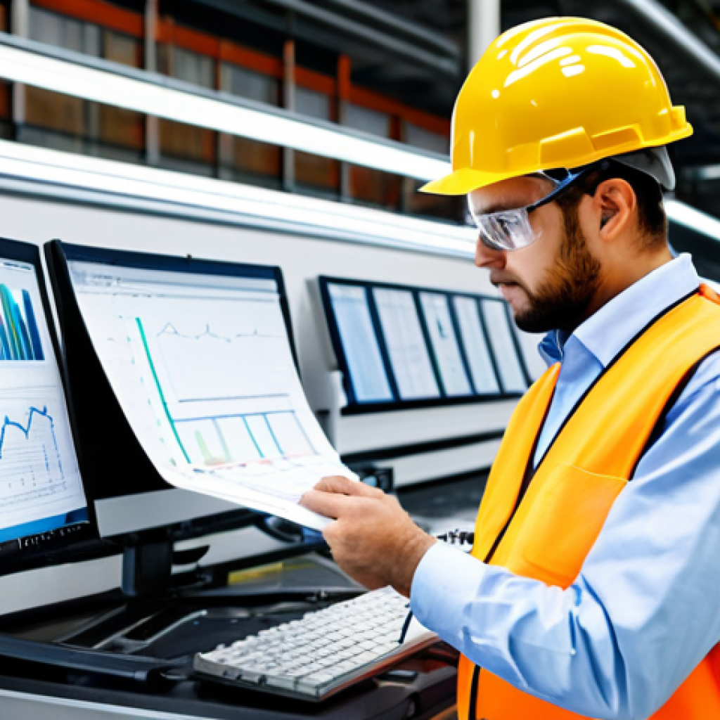 IE Specialist**

A professional engineer, fully clothed in work attire (hard hat, safety vest), inspecting a factory production line, appropriate content, safe for work. Focus on process analysis using charts and diagrams in the background. Perfect anatomy, natural pose, well-formed hands, proper finger count, industrial setting, professional lighting, high quality, modest attire.

**