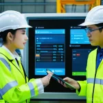 생산관리 실무에서 활용하는 체크리스트 - **Prompt 1: Efficiency Through Routine and Human Interaction**
    A wide shot of a brightly lit, mo...